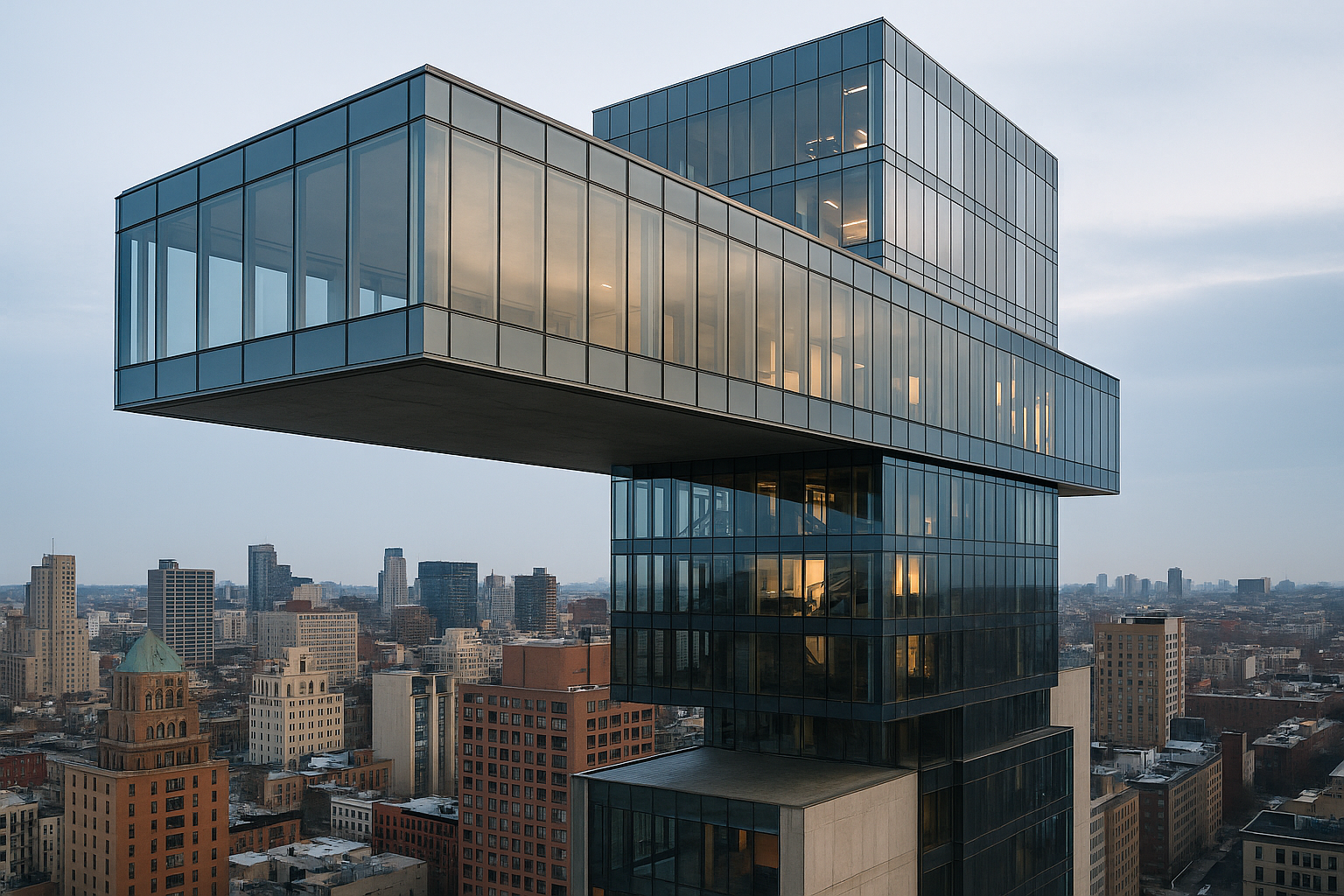 voladizos en arquitectura contemporánea que parecen flotar sobre la ciudad
