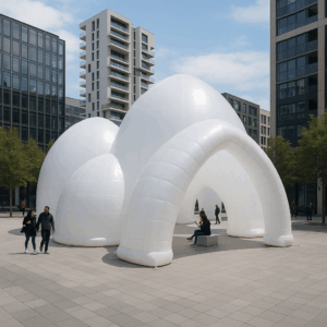 arquitectura inflable y estructuras neumáticas en entorno urbano sostenible