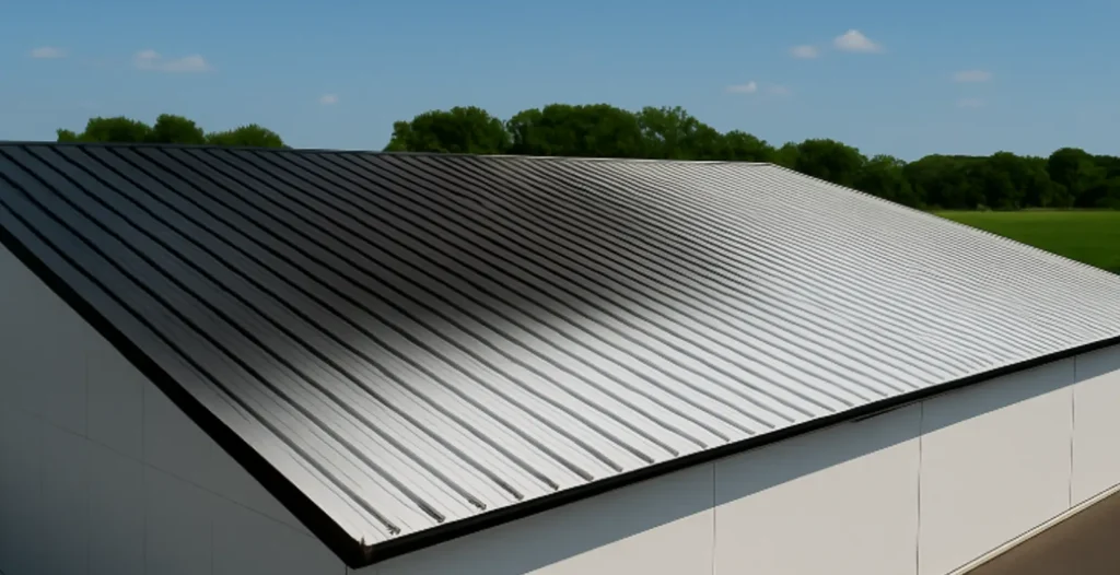 Techo termocrómico con gradiente entre zonas claras y oscuras para regular la radiación solar.