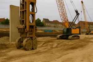 Hidrofresa operando en una obra de excavación profunda