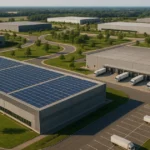 Parque logístico en Argentina con naves industriales sostenibles certificadas ESG.