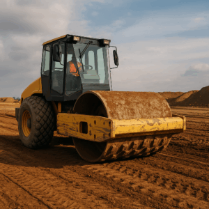 rulo compactando tierras para ensayo Proctor 100