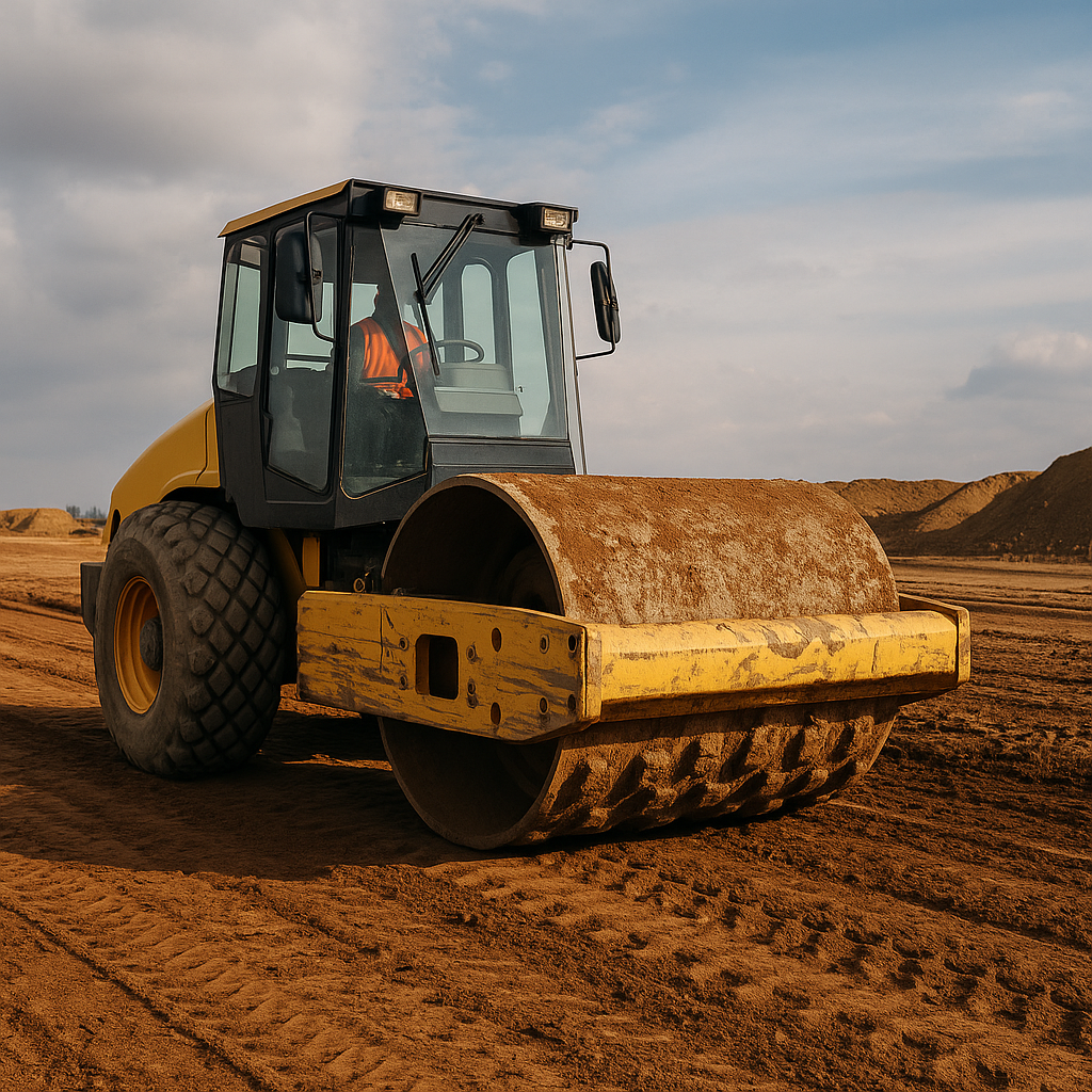 rulo compactando tierras para ensayo Proctor 100