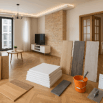 reformas sin obra con materiales de instalación en seco en un salón moderno