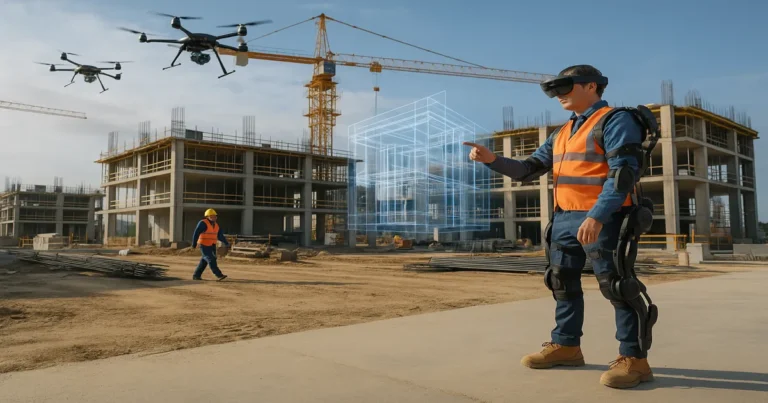 robots en la construcción chilena con drones, exoesqueletos y realidad aumentada