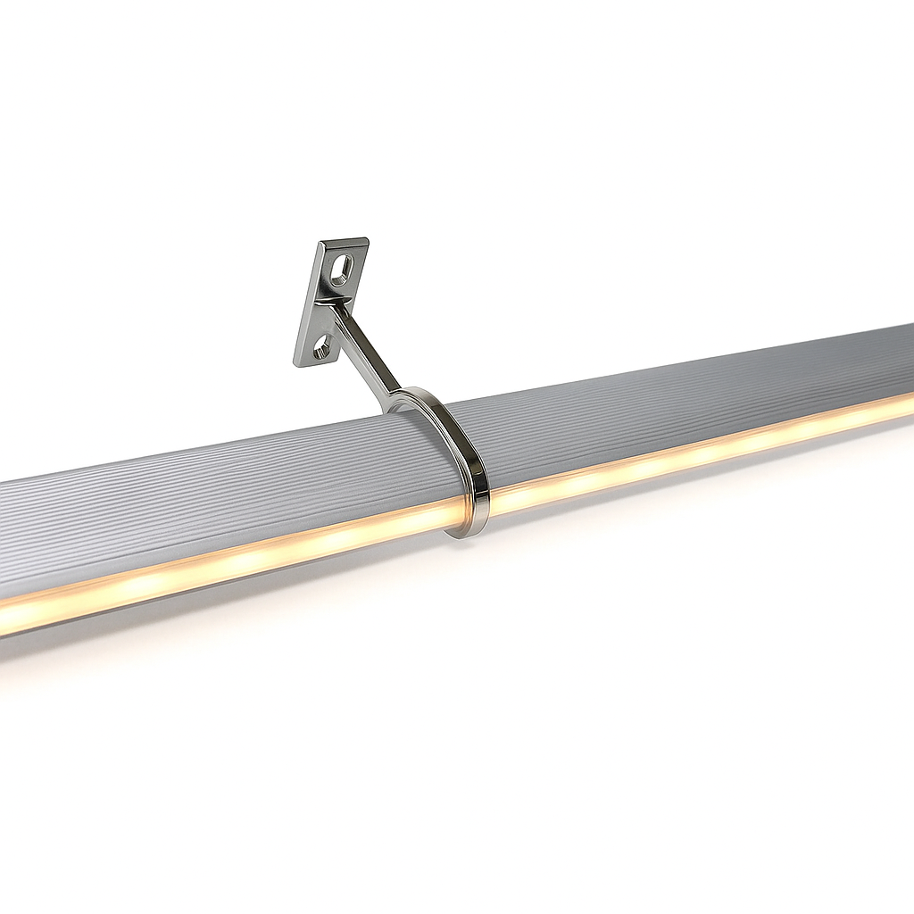 Tira LED integrada en el armario con tira de luz cálida neutra para mejorar la iluminación interior en armarios