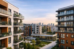 Edificios nuevos sin trasteros en promoción residencial moderna