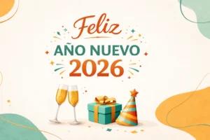 Feliz Año Nuevo 2026 con diseño minimalista y colores de Habitaro