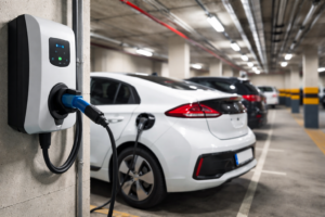 Instalación de un punto de carga en un garaje comunitario para coche eléctrico