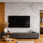 paneles decorativos SPC instalados en pared interior de vivienda