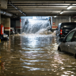 Garaje subterráneo inundado por lluvias intensas en una ciudad española