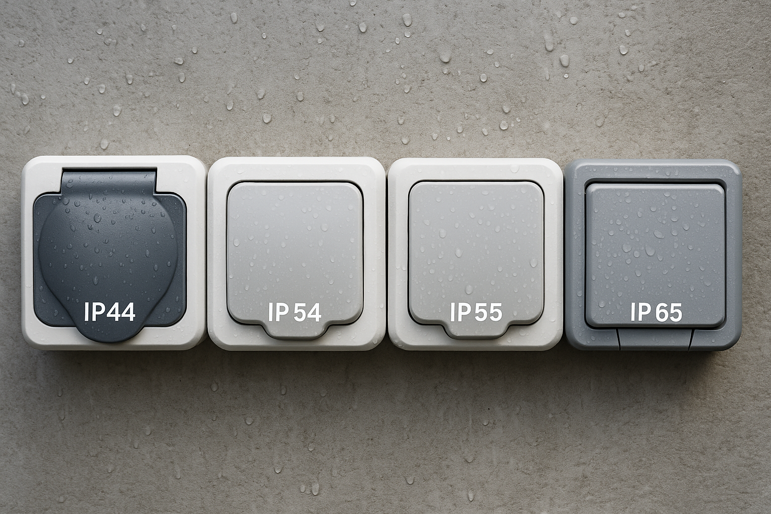 tipos de enchufes de exterior con distintos niveles de protección IP