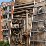 Edificio residencial construido entre 1960 y 1980 en proceso de rehabilitación por envejecimiento estructural